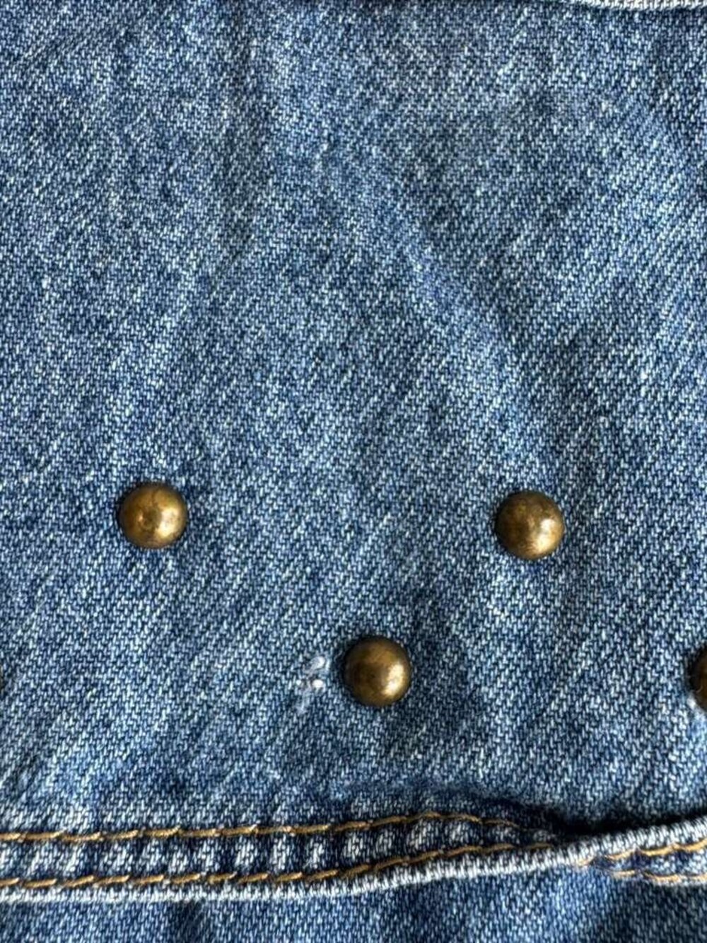 VTG 80s USA Made Nina Piccalino Denim Dress A line Studded Padded Shoulder Rodeo - Picture 15 of 16